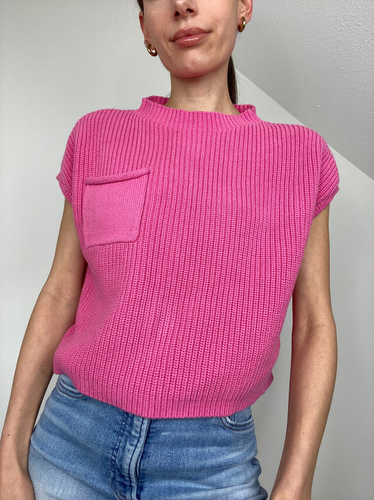 Pink Knit Sweater Vest (S)