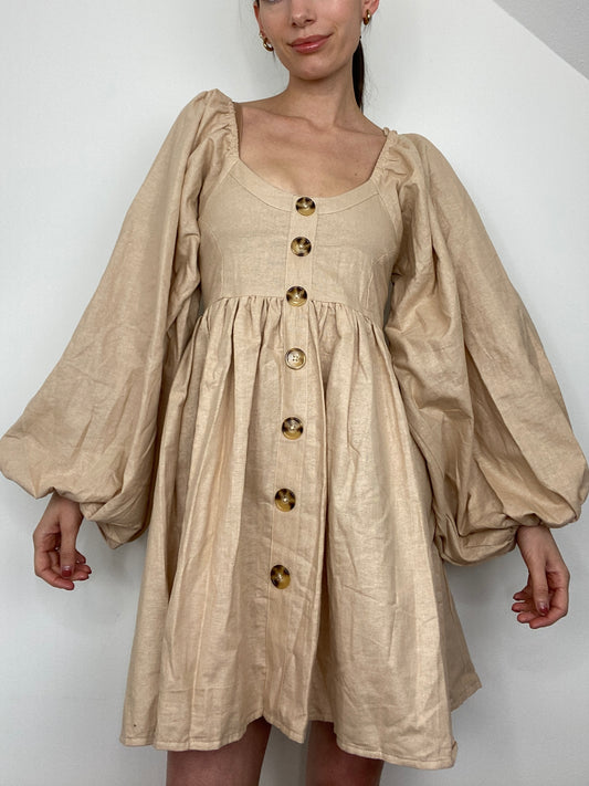 Chloie Empire Waist Linen Mini Dress (S)