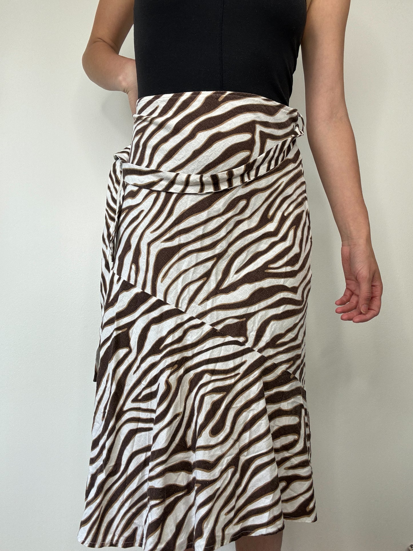 Linen Zebra Print Midi Skirt (12)